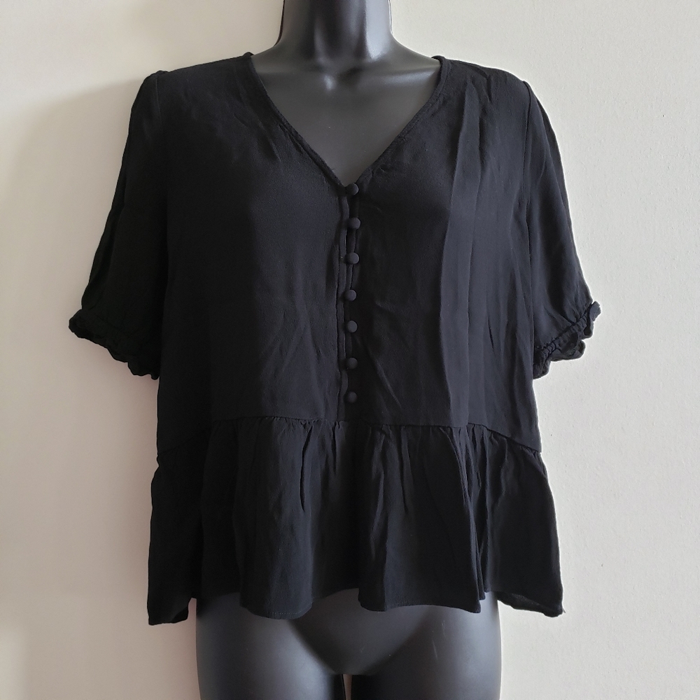 Madewell Peplum Ruffle Sleeve Blouse